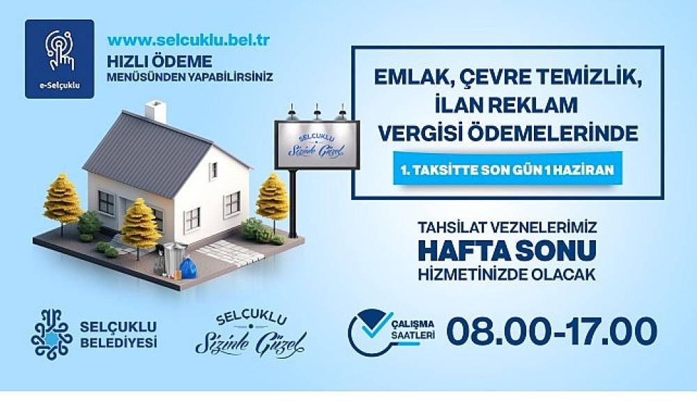 Emlak ve &ccedil;evre temizlik vergisi &ouml;demelerinde son g&uuml;n 1 Haziran