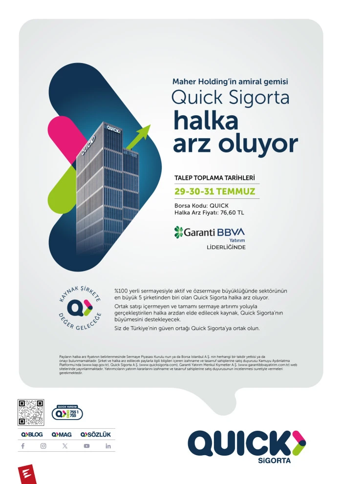 Quick Sigorta'nın halka arzında talep toplama başladı